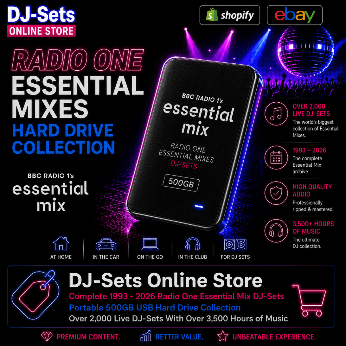 Radio One Essential Mixes DJ-Sets 500GB Portable Hard Drive – DJ